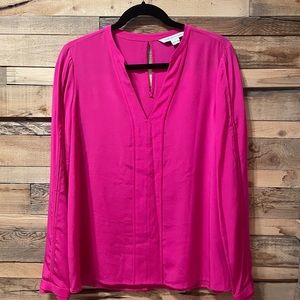 DVF Irina Pink Silk Long Sleeve Blouse size 6